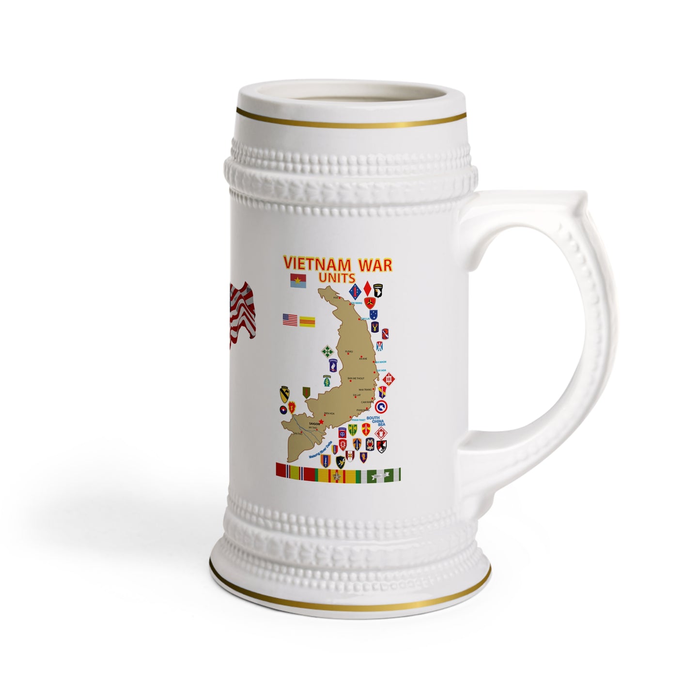 Beer Stein Mug - Vietnam War Map and Units