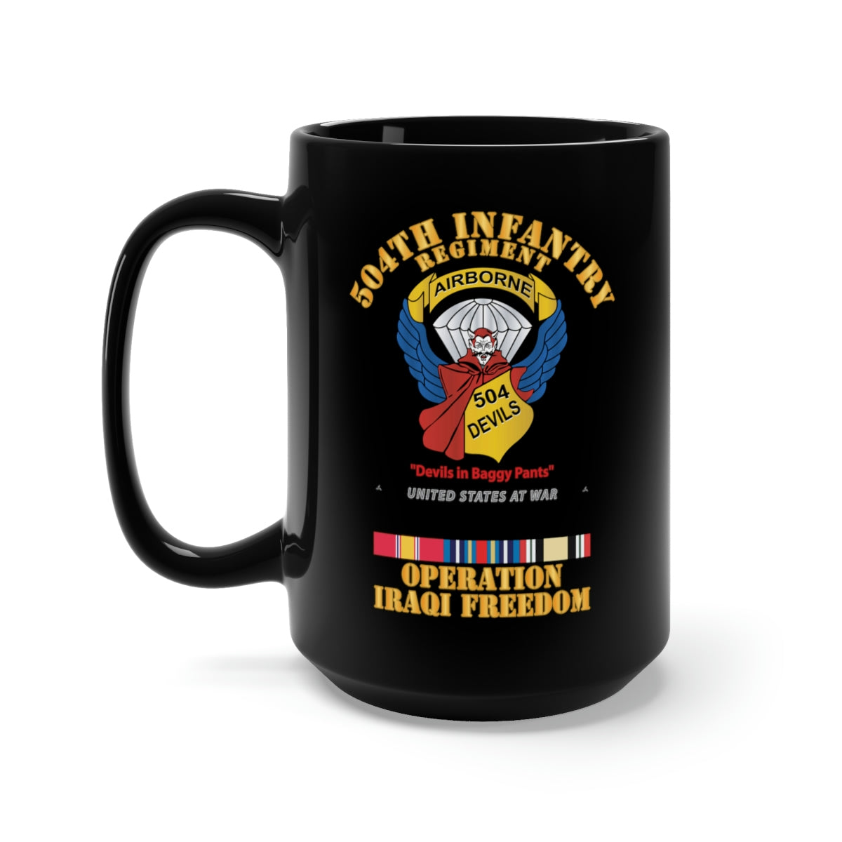 Black Mug 15oz - Army - 504th Infantry Regiment - Devils - OIF X 300