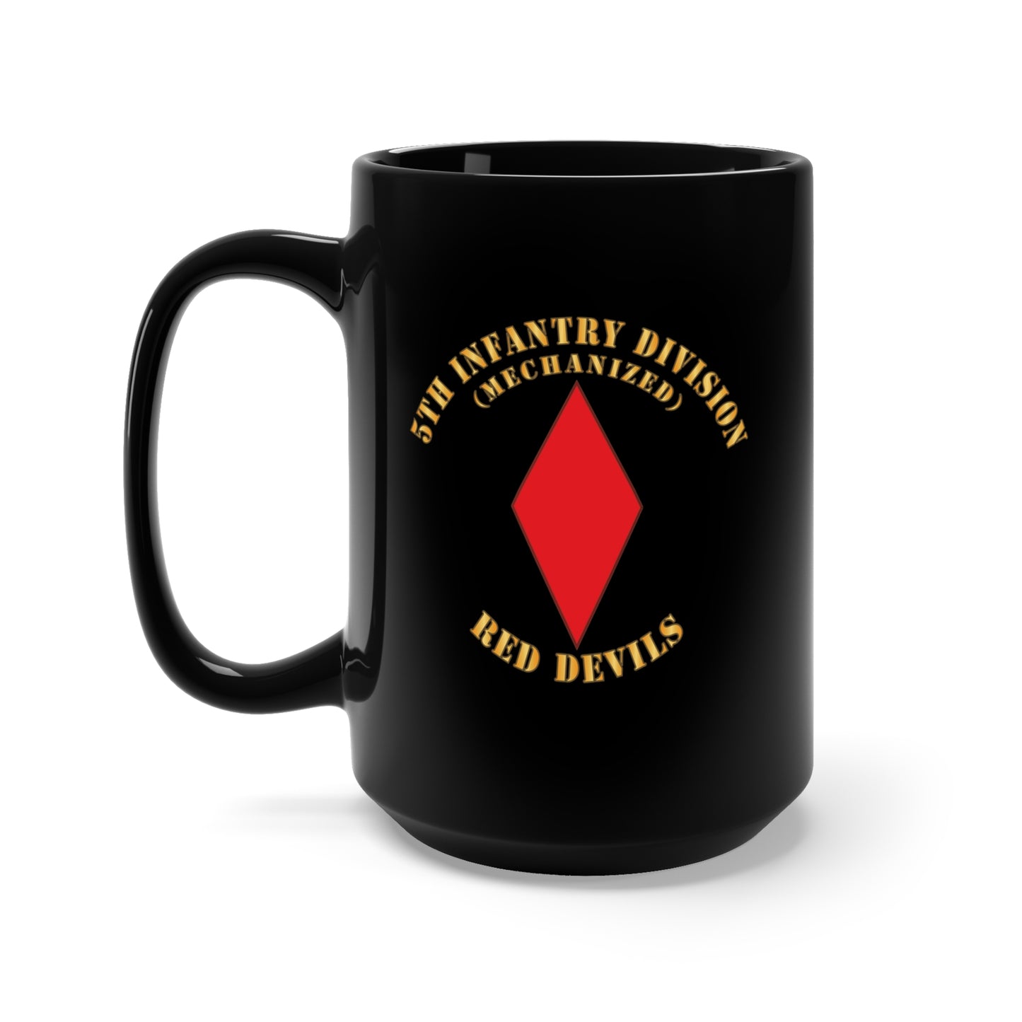 Black Mug 15oz - Army - 5th Infantry Division - Red Devils X 300