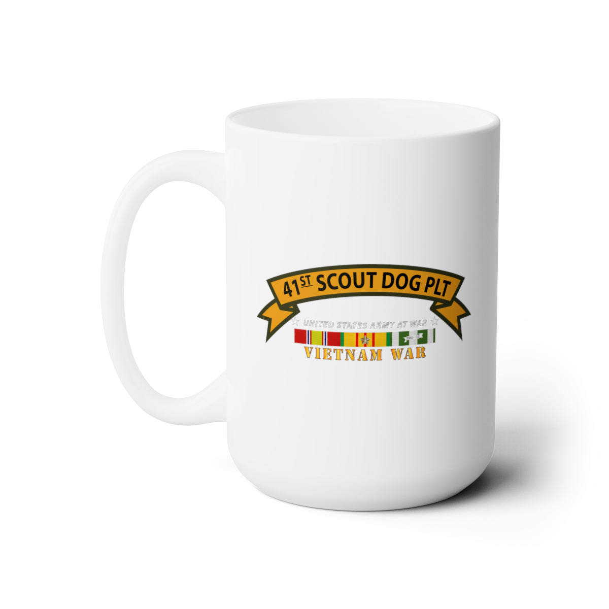 White Ceramic Mug 15oz - Army - 41st Scout Dog Platoon wo Txt w VN SVC