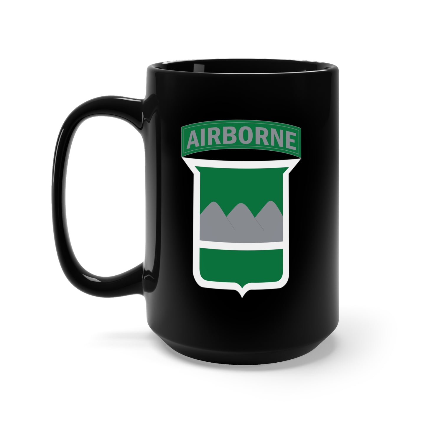 Black Mug 15oz - SSI - 80th Infantry Division w Airborne Tab X 300