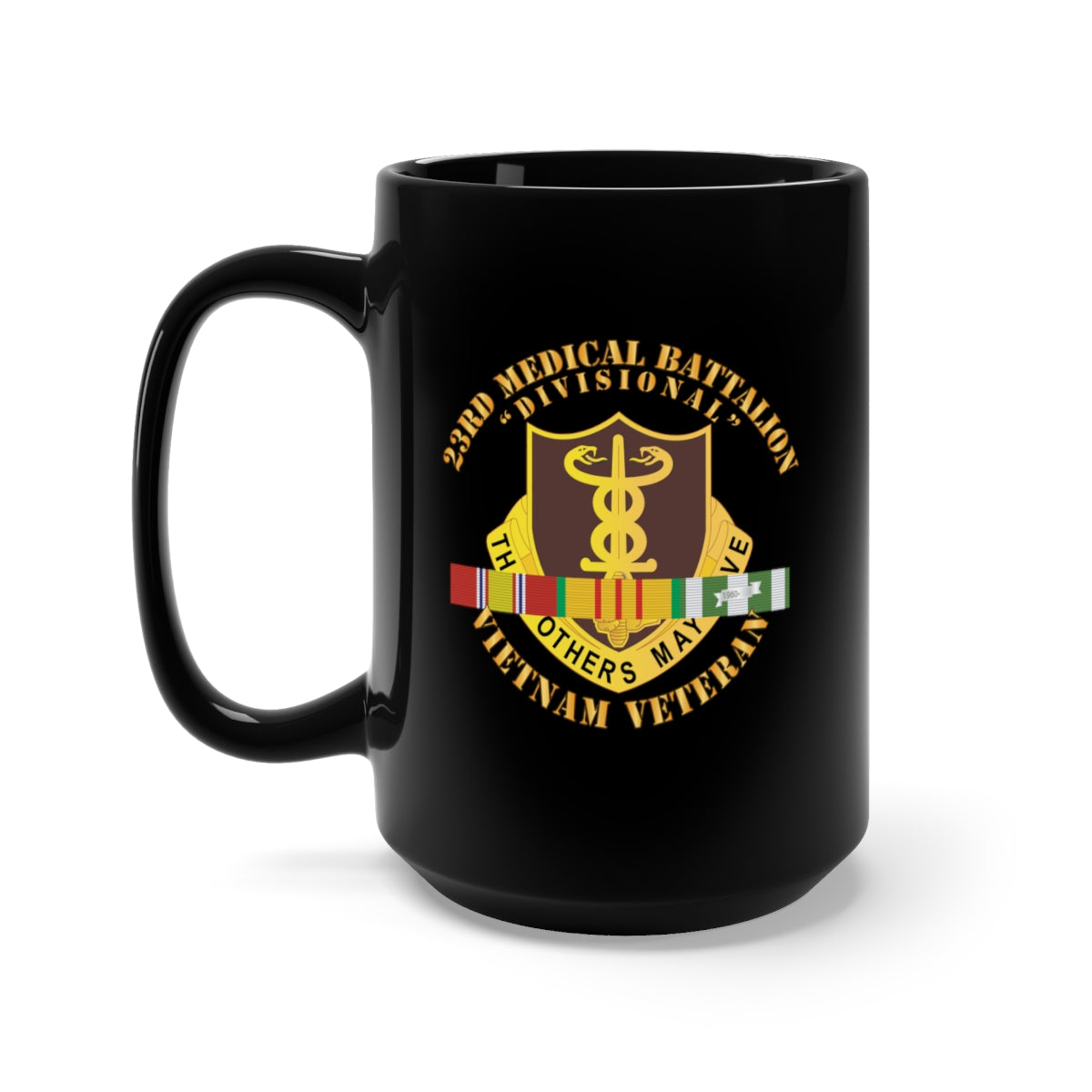 Black Mug 15oz - 23rd Medical Battalion w SVC Ribbon wo DS X300