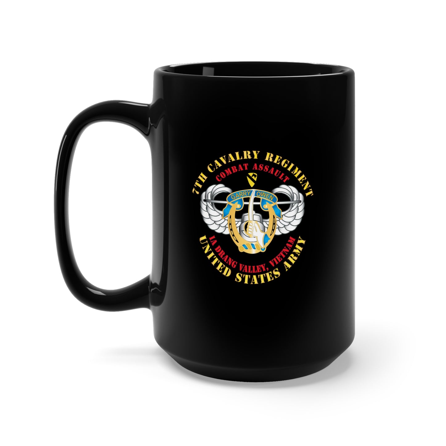 Black Mug 15oz - Army - Air Assault - 7th Cav - IA Drang