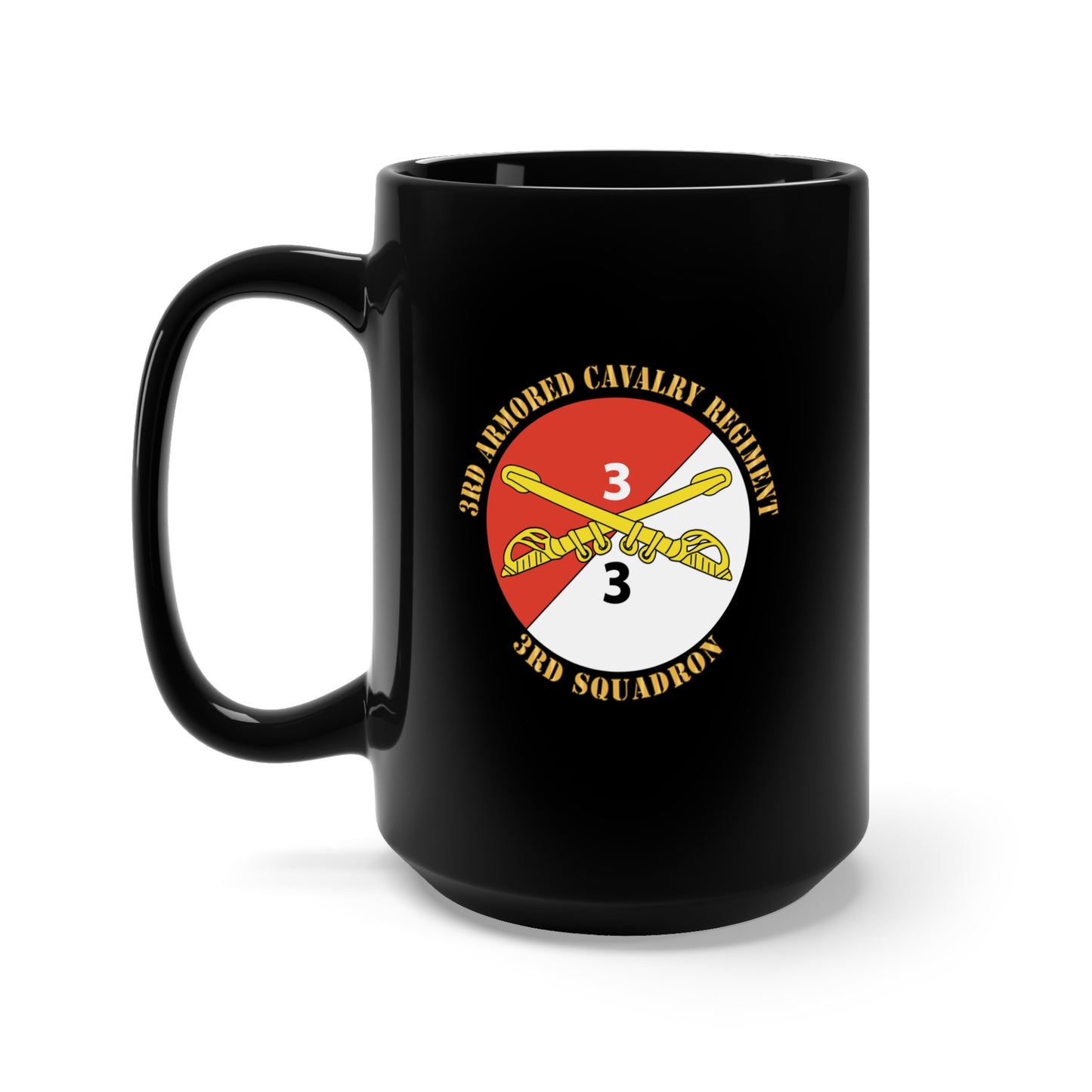 Black Mug 15oz - Army - 3rd Squadron - 3rd Armored Cavalry Regiment with Text X 300