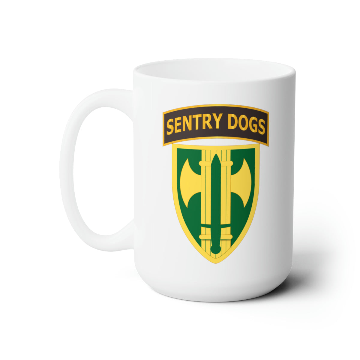 White Ceramic Mug 15oz - Army - 18th MP Brigade - Sentry Dogs Tab wo Txt