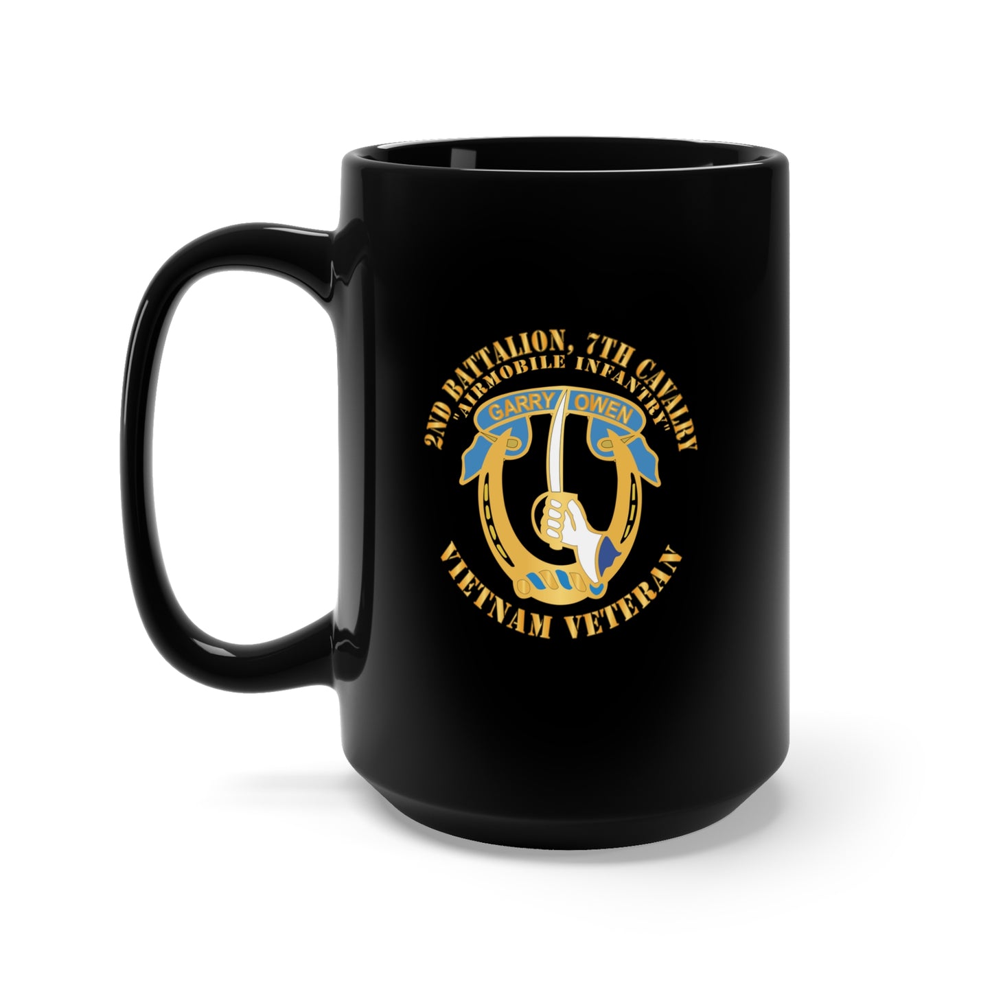 Black Mug 15oz - Army - 2nd Battalion, 7th Cavalry - Vietnam Veteran