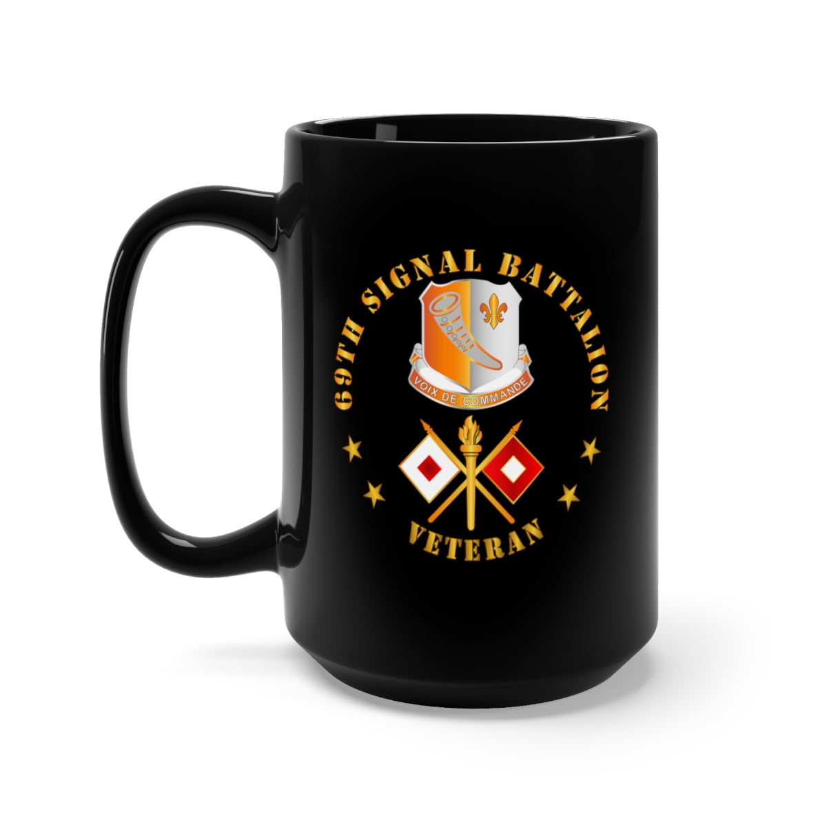 Black Mug 15oz - 69th Signal Battalion - Veteran w DUI - Branch