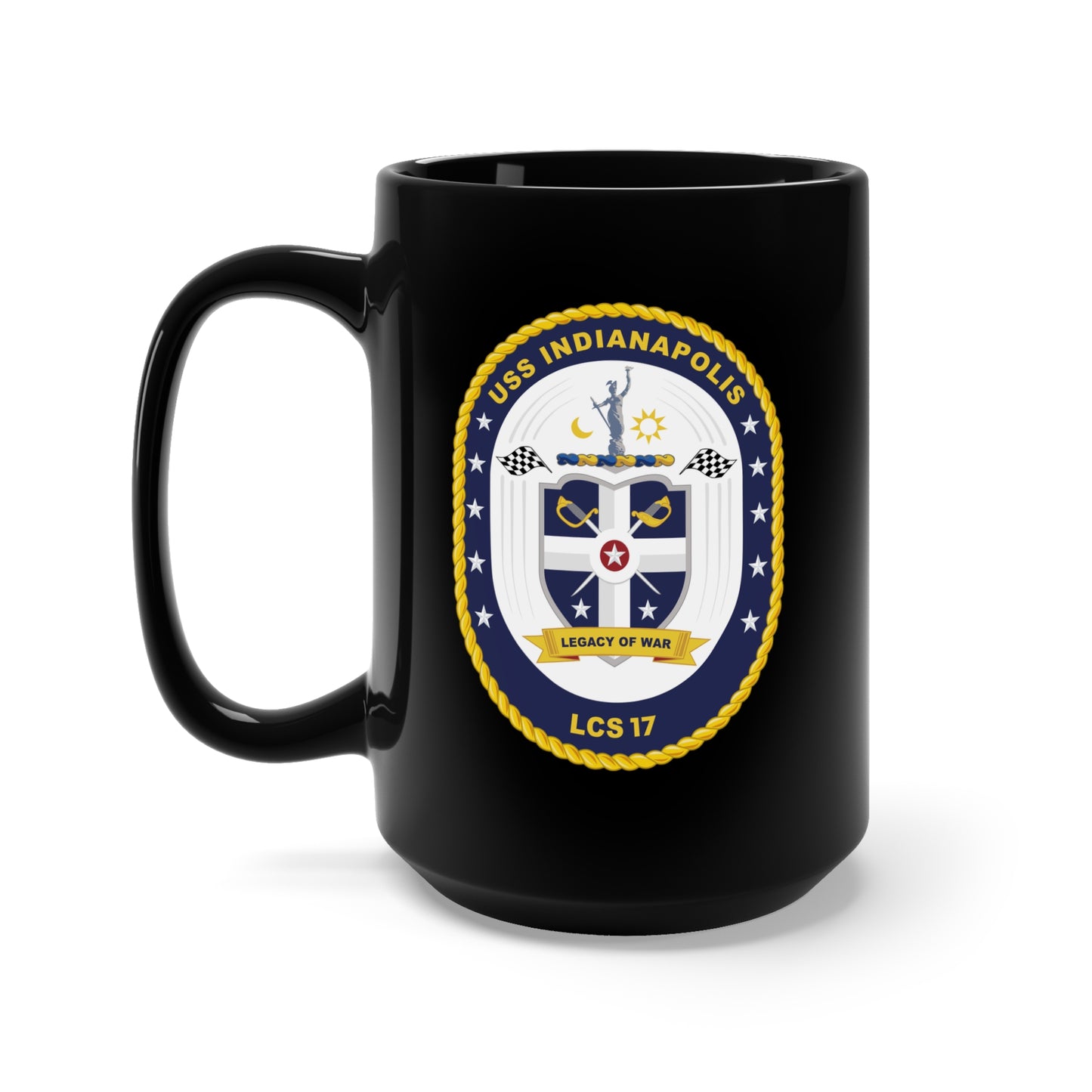 Black Mug 15oz - USS Indianapolis (LCS-17) wo Txt X 300