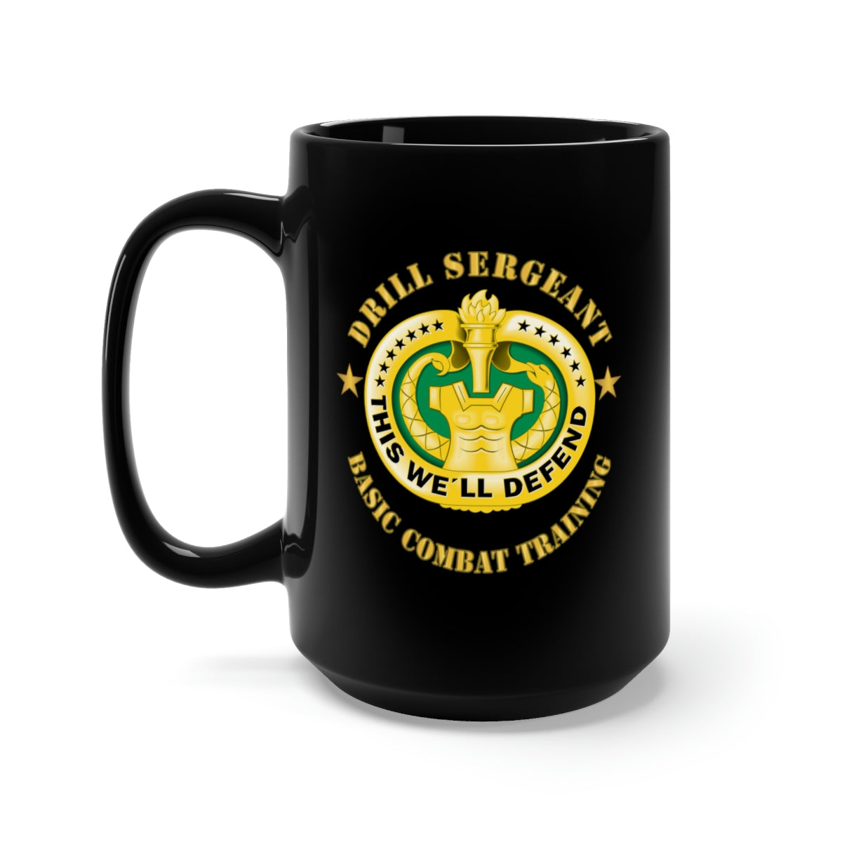 Black Mug 15oz - Army - Drill Sgt Badge - Basic Combat Training X 300