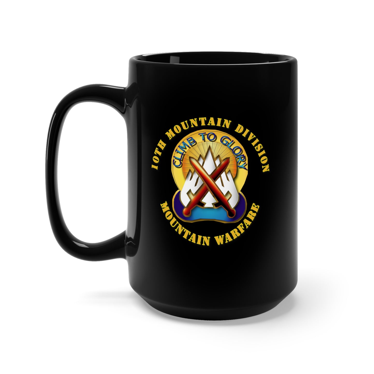 Black Mug 15oz - Army - 10th Mountain Division - DUI