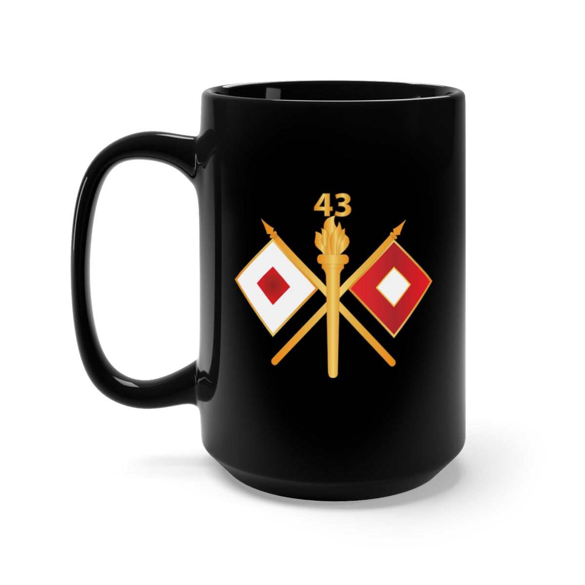 Black Mug 15oz - 43rd Signal Battalion w Unit Number - Branch wo Txt