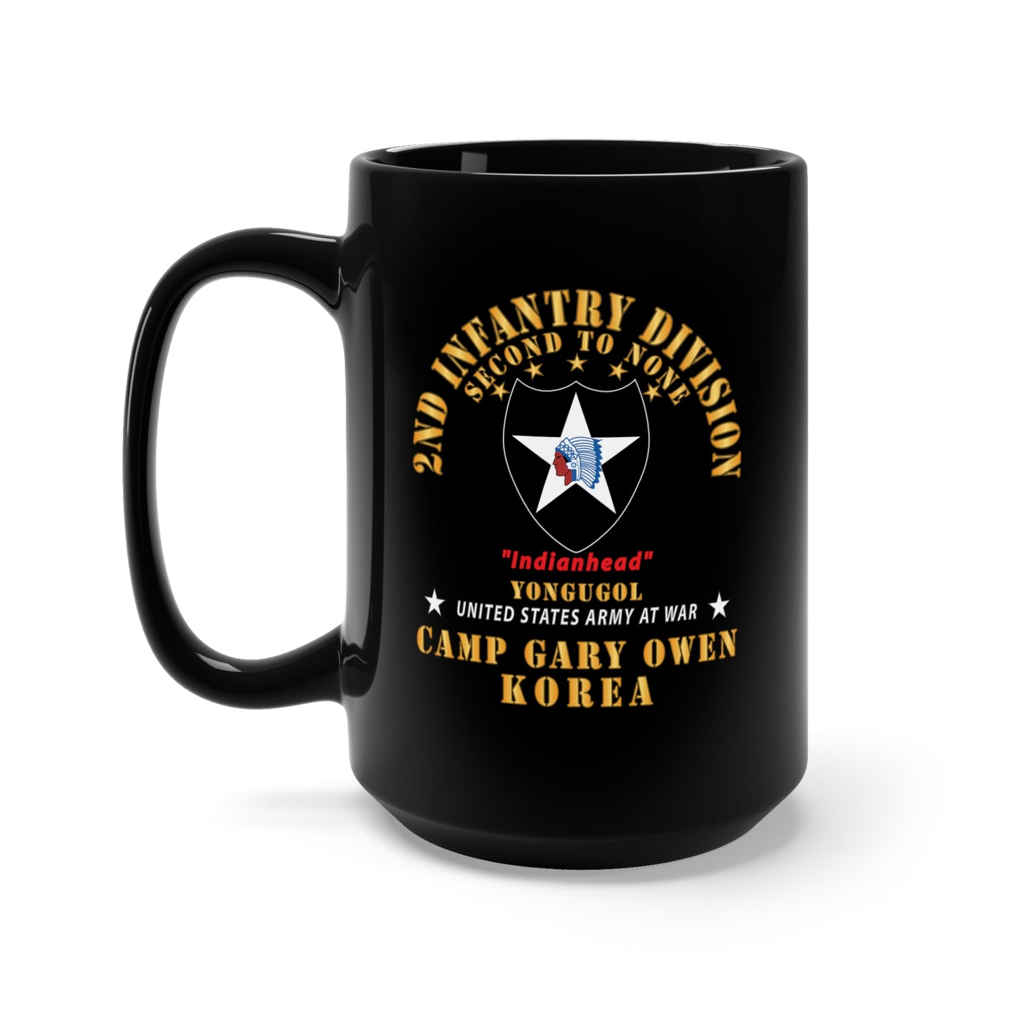 Black Mug 15oz - Army - 2nd Infantry Div - Camp Gary Owen Korea - Yongugol X 300