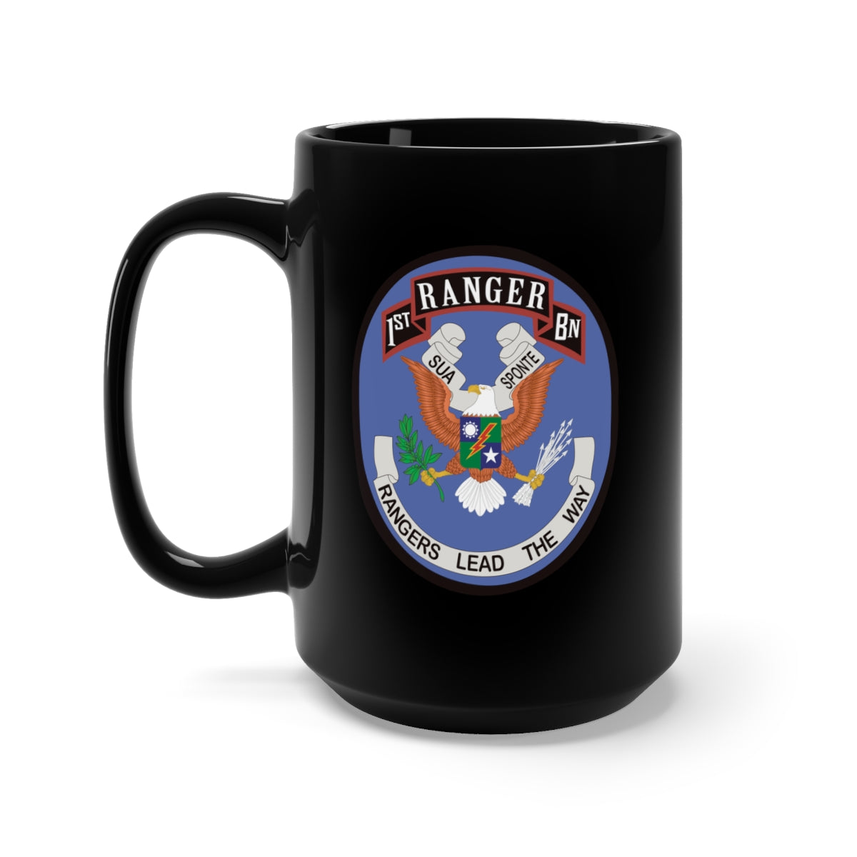 Black Mug 15oz - 75th Ranger Regt. 1st Bn - Revised X 300