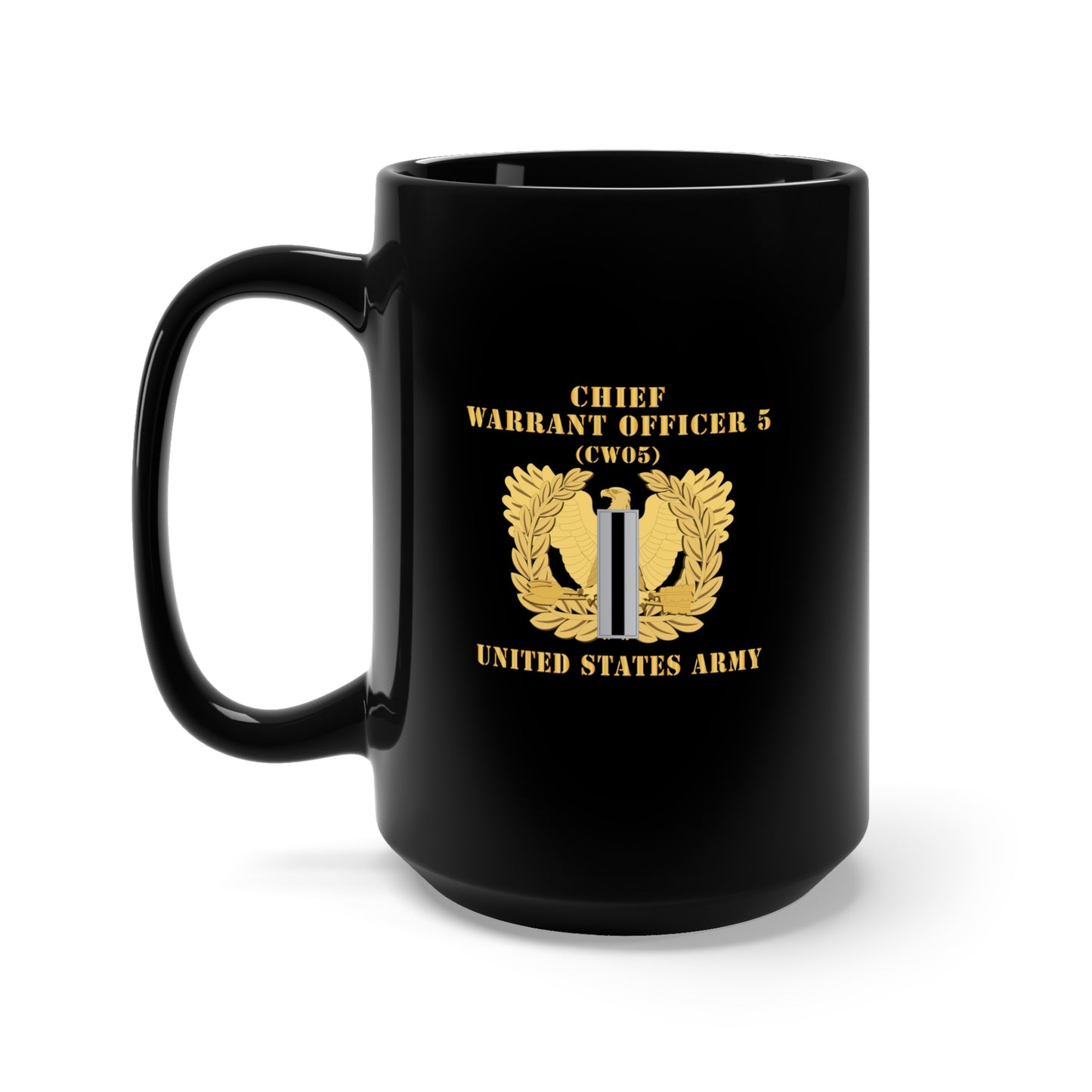 Black Mug 15oz - Army - Chief Warrant Officer - CW05 - Flat - Eagle and Bar X 300