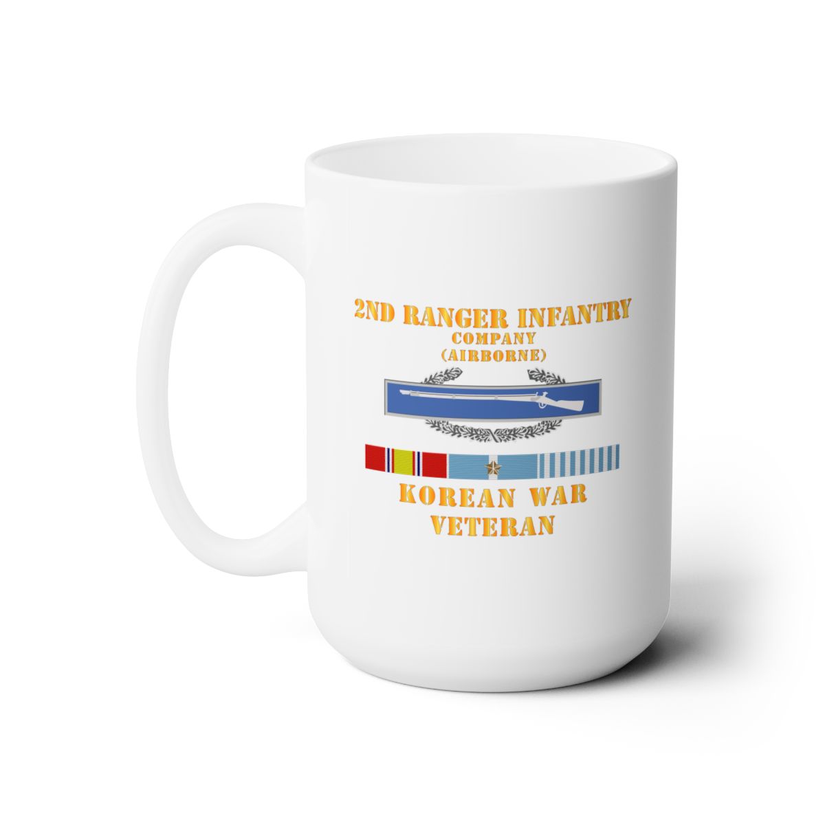 White Ceramic Mug 15oz - 2nd Ranger Infantry Company (Airborne) w CIB w KOREA SVC x 300