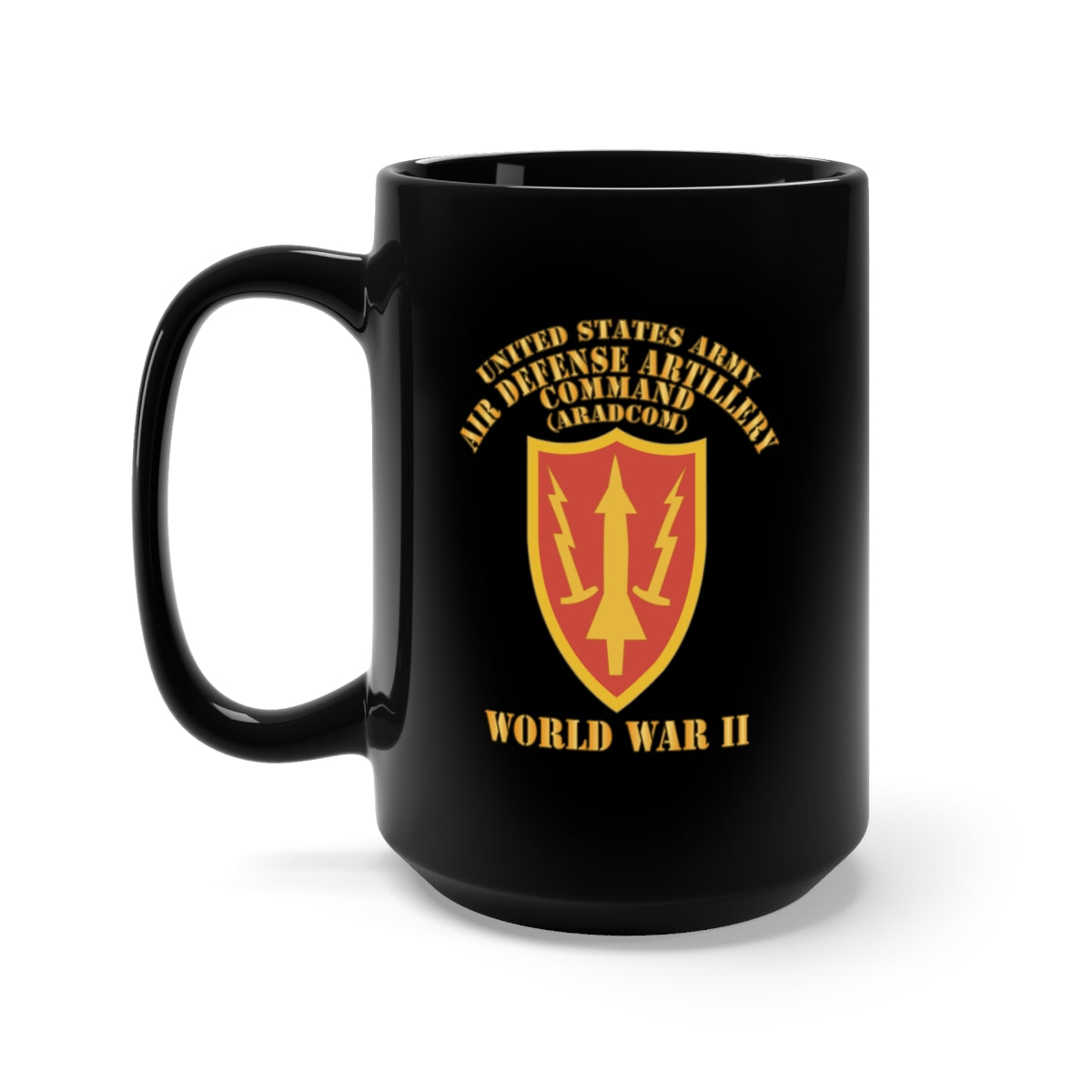 Black Mug 15oz - SSI - United States Army Air Defense Artillery Command - ARADCOM - WWII X 300