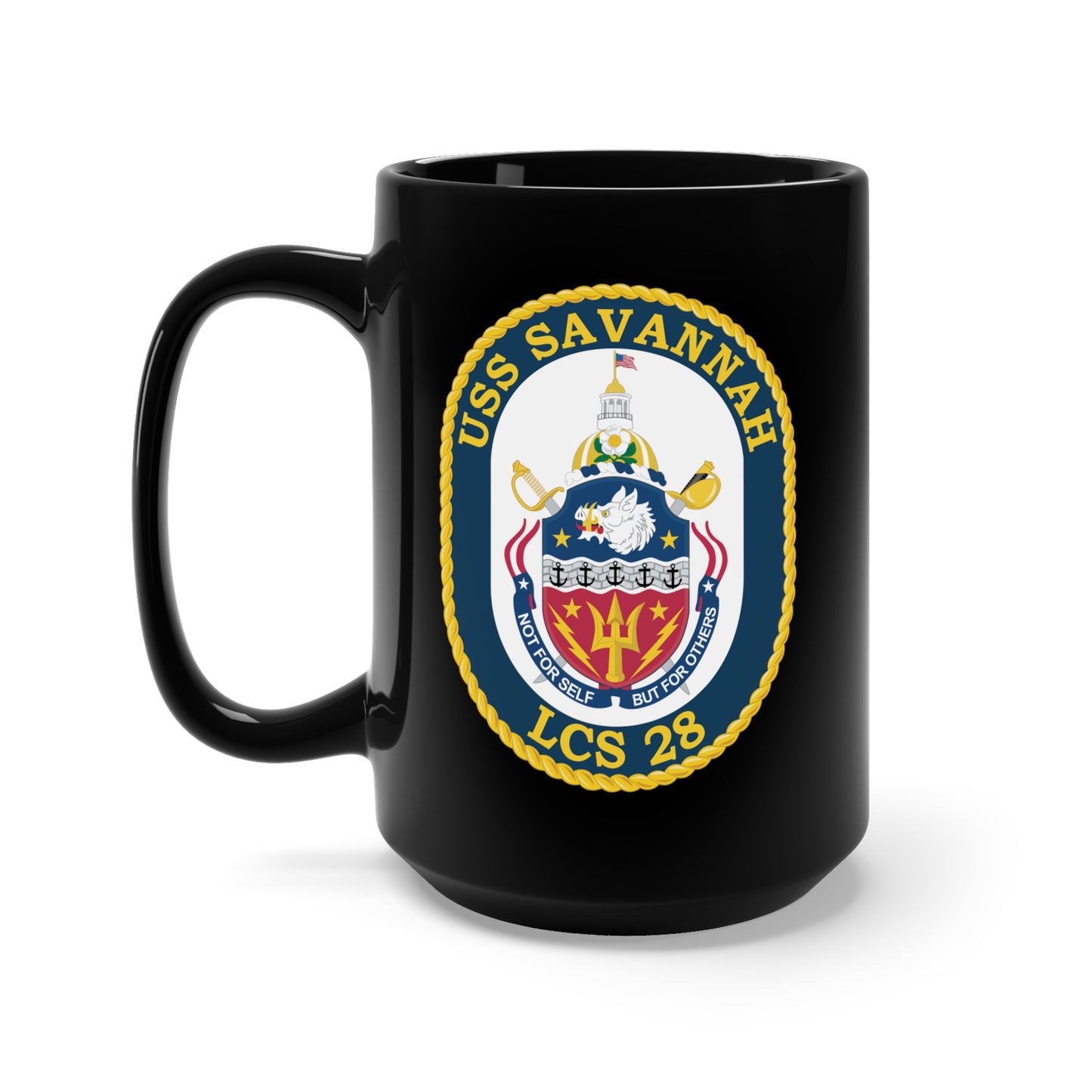 Black Mug 15oz - USS Savannah LCS 28 wo Txt X 300