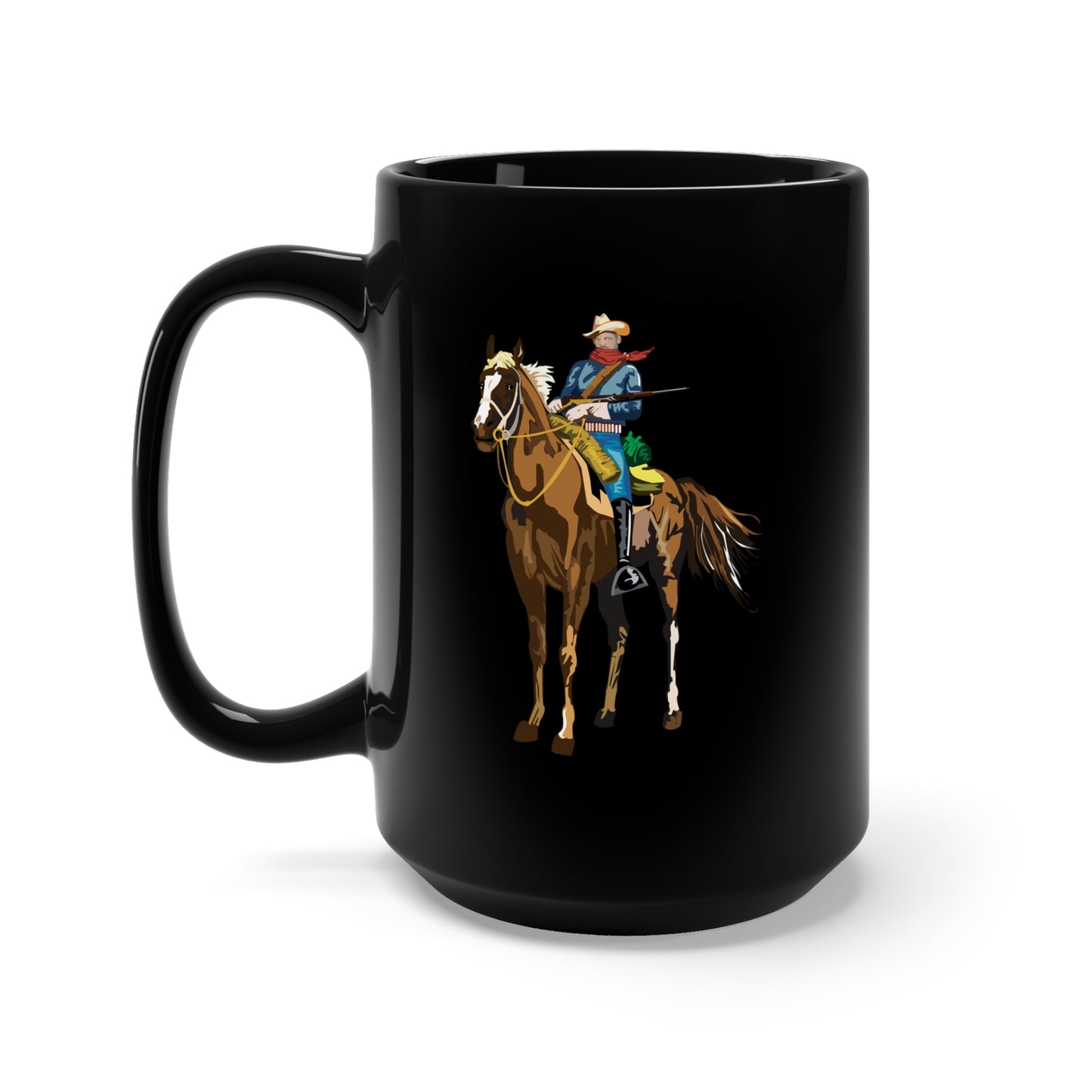 Black Mug 15oz - Cavalryman - Buffalo Soldier X 300