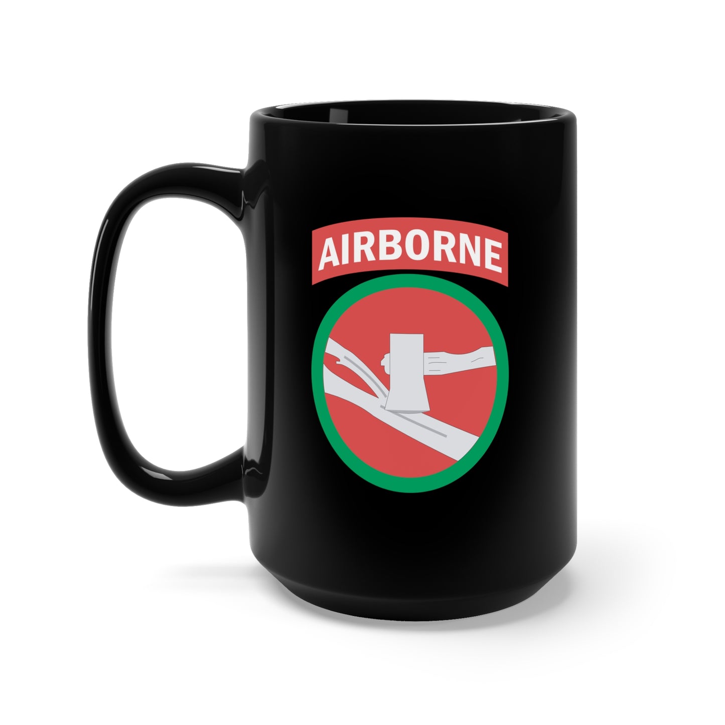 Black Mug 15oz - SSI - 84th Infantry Division w Airborne Tab X 300