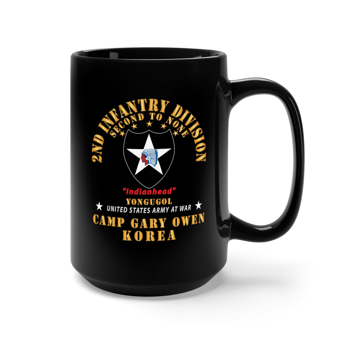 Black Mug 15oz - Army - 2nd Infantry Div - Camp Gary Owen Korea - Yongugol X 300