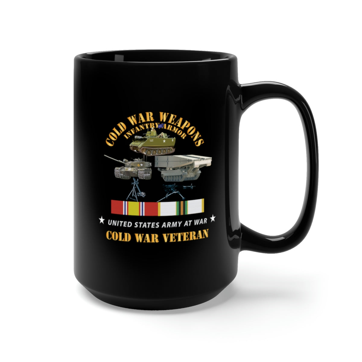 Black Mug 15oz - Cold War Weapons - Infantry Armor w Cold Vet - COLD SVC X 300