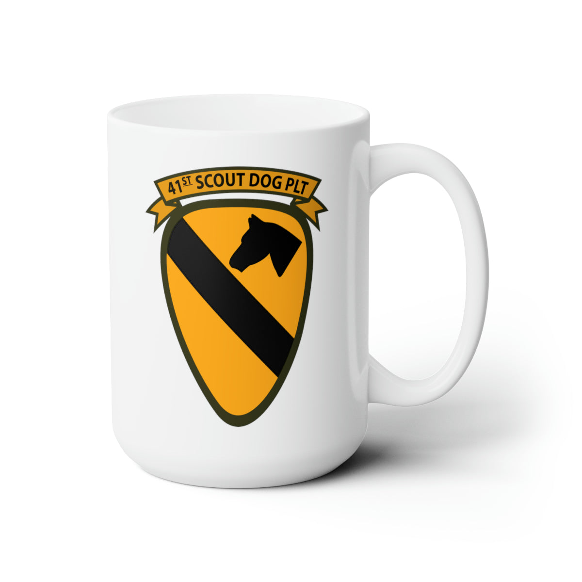 White Ceramic Mug 15oz - Army - 41st Scout Dog Platoon 1st Cav wo Txt