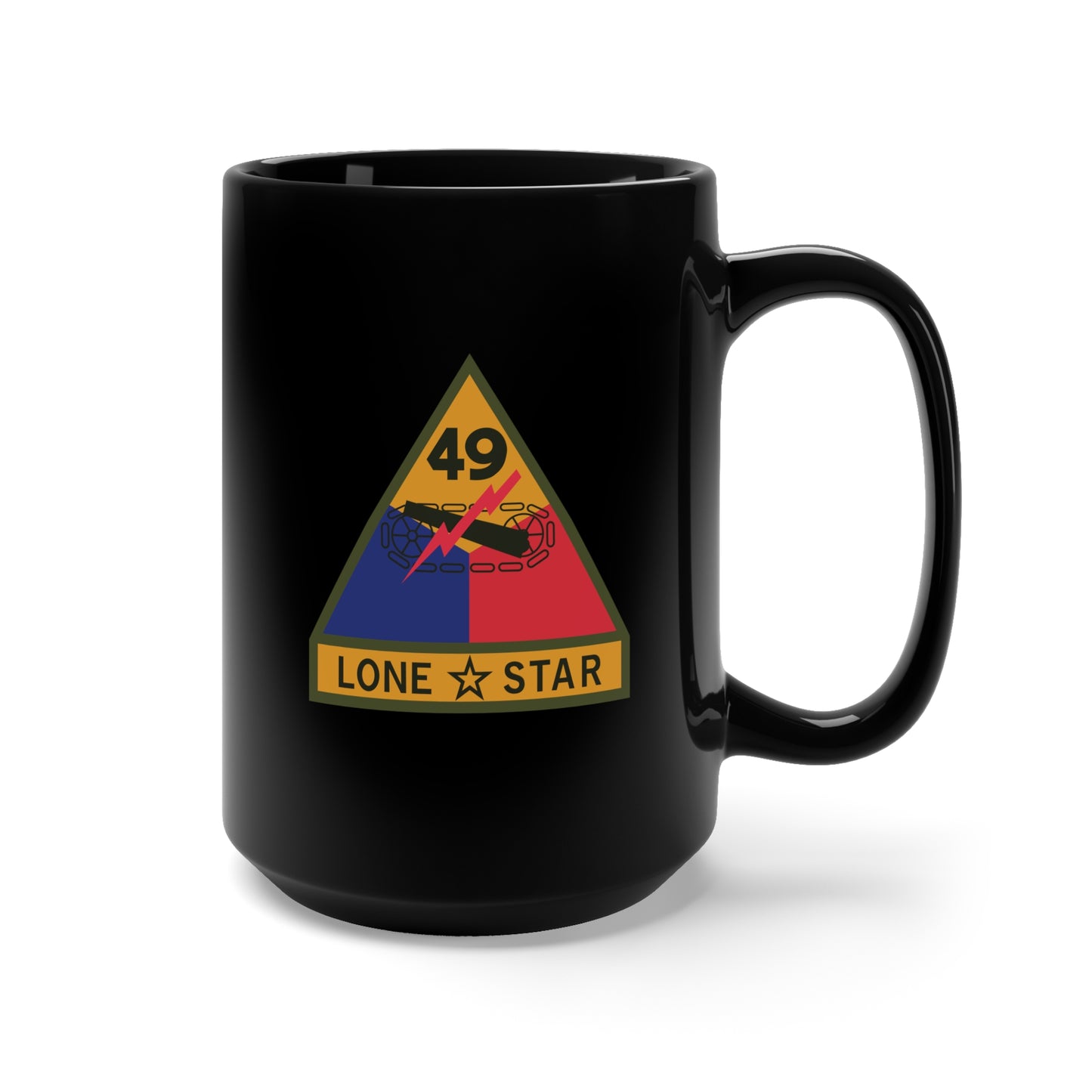 Black Mug 15oz - SSI - 49th Armored Division w Name Tape X 300