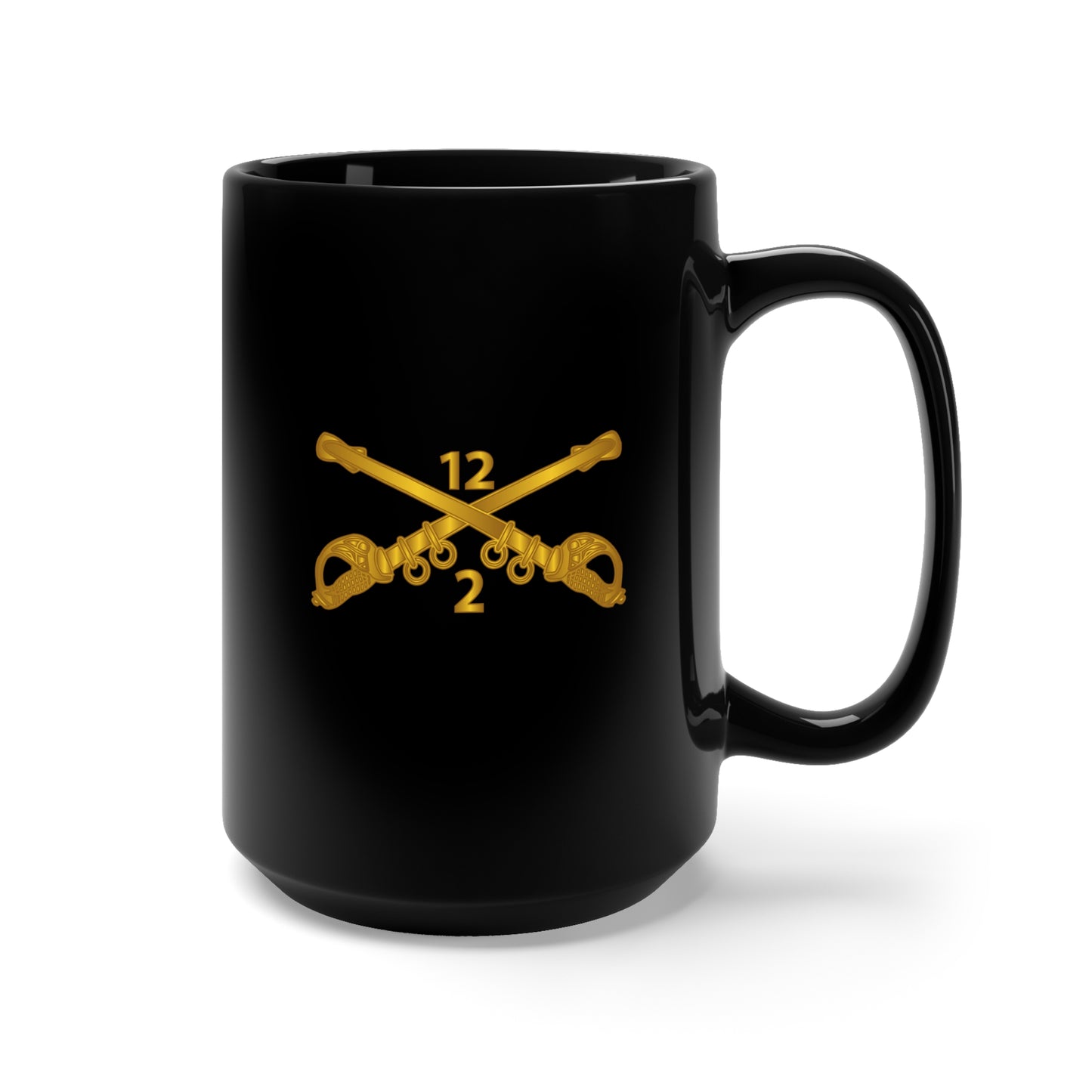Black Mug 15oz - Army - 2nd Battalion - 12th Cavalry Branch wo Txt