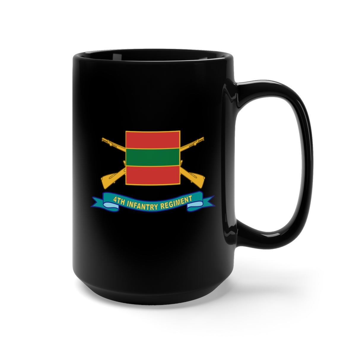 Black Mug 15oz - 4th Infantry Regiment - DUI w Br - Ribbon X 300