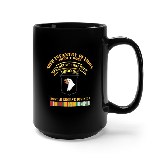 Black Mug 15oz - Army - 58th Infantry Platoon - Scout Dog - w VN SVC X 300