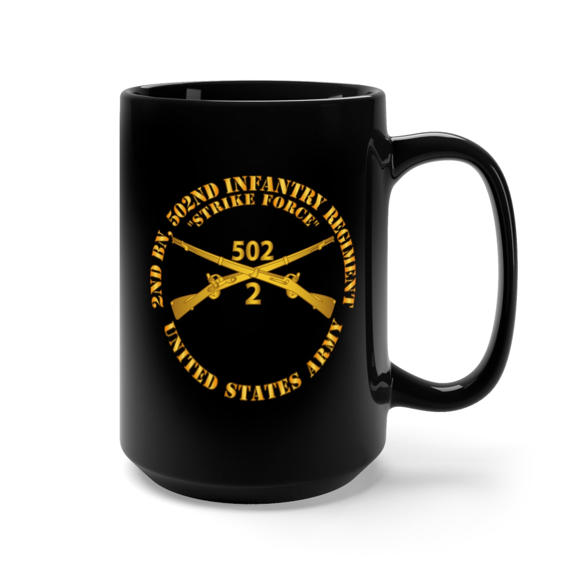 Black Mug 15oz - Army - 2nd Bn 502nd Infantry Regt - Strike Force - Infantry Br