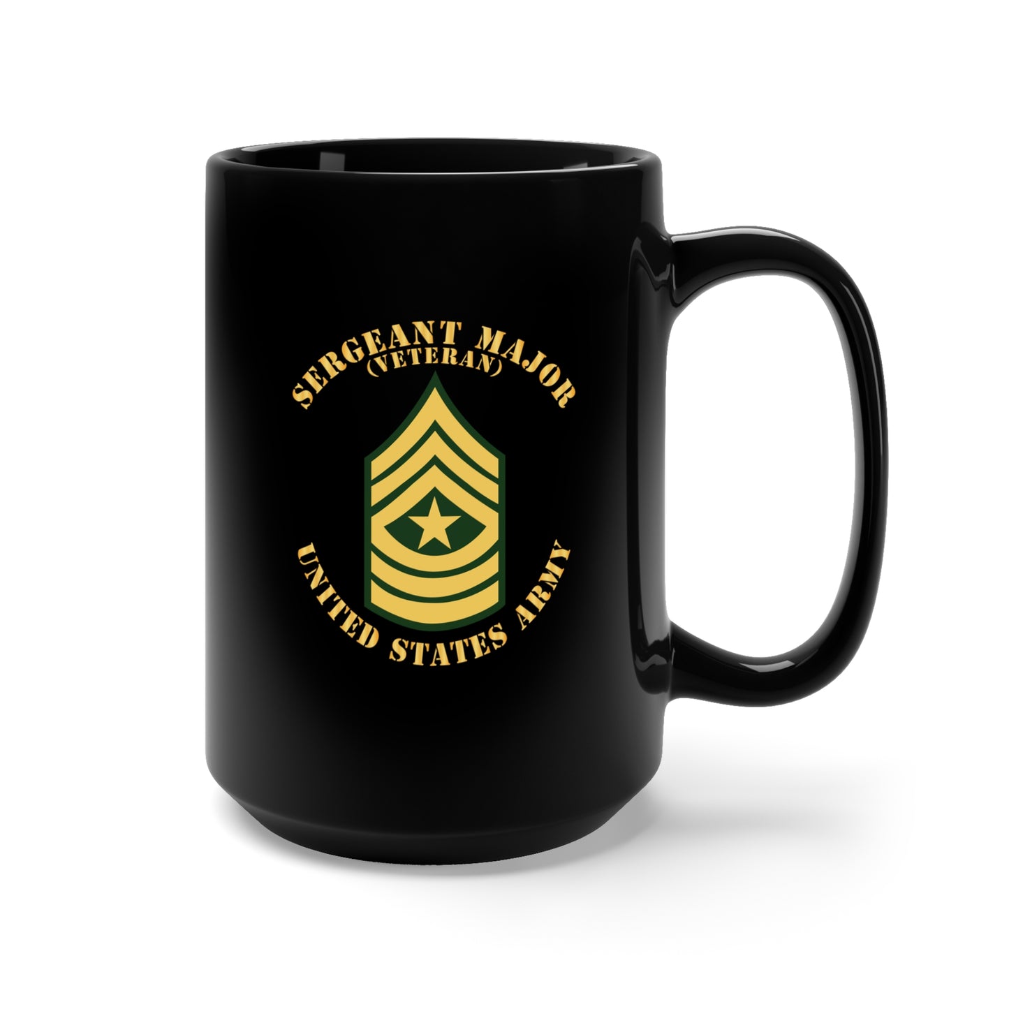 Black Mug 15oz - Army - Sergeant Major - SGM - Veteran - Flat X 300