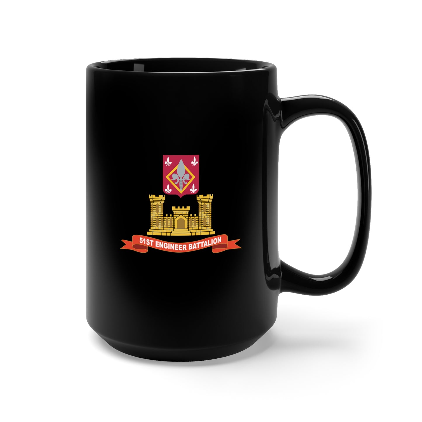 Black Mug 15oz - Army - 51st Engineer Battalion w Br - Ribbon X 300