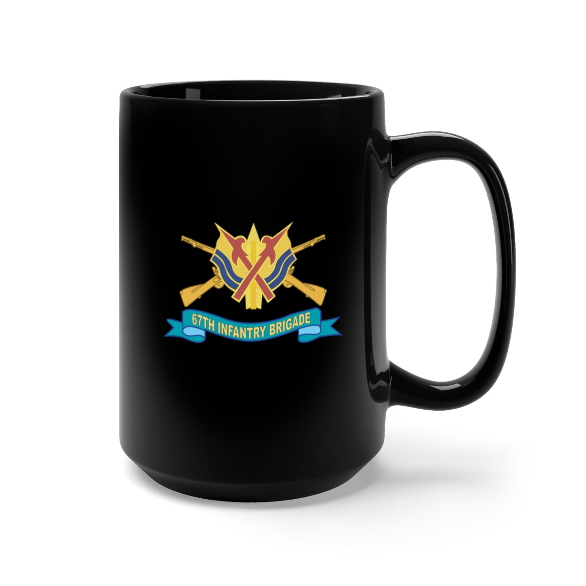 Black Mug 15oz - 67th Infantry Brigade w Br - DUI - Ribbon X 300