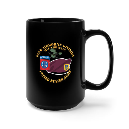 Black Mug 15oz - Army - 82nd Airborne Div - Beret - Mass Tac - Maroon - 1 - 504th Infantry wo DS X 300