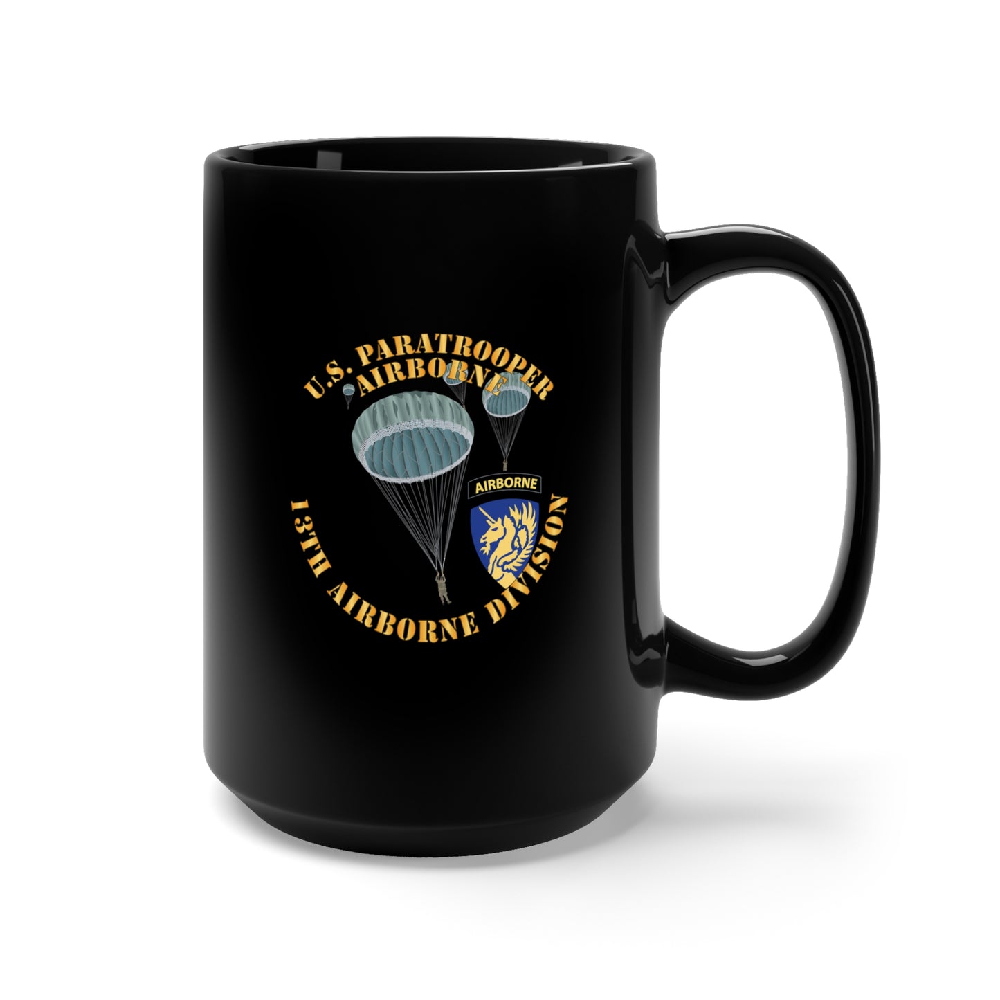 Black Mug 15oz - Army - US Paratrooper - 13th Airborne Division X 300