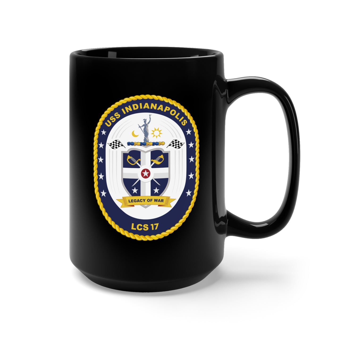 Black Mug 15oz - USS Indianapolis (LCS-17) wo Txt X 300