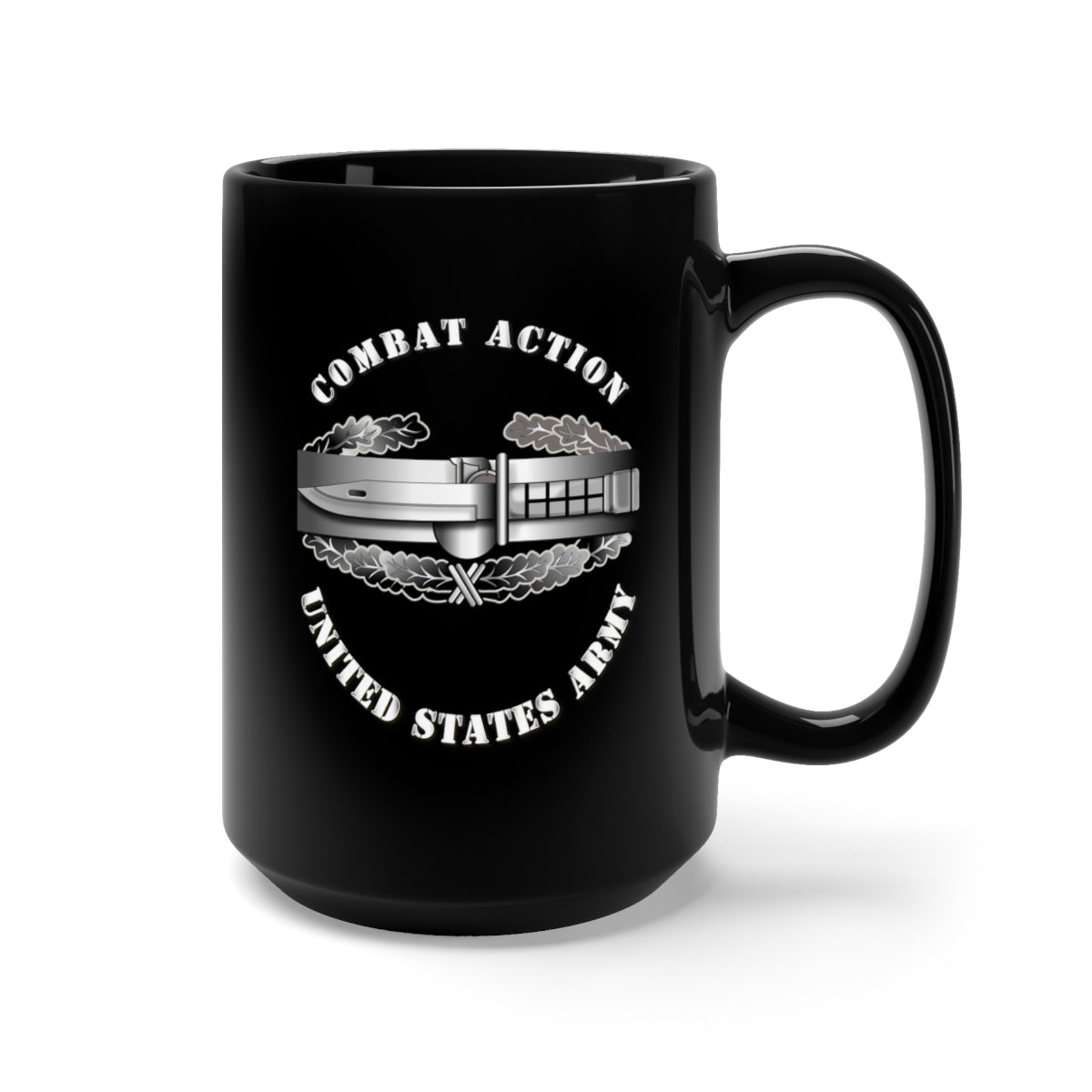Black Mug 15oz - Army - CAB - 1st Award - Silver