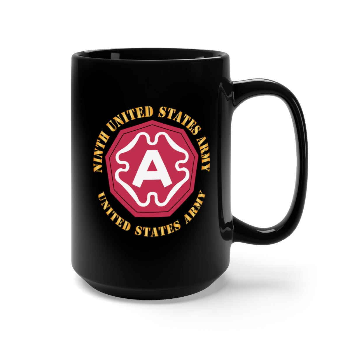 Black Mug 15oz - Army - Ninth United States Army - US Army w SSI X 300