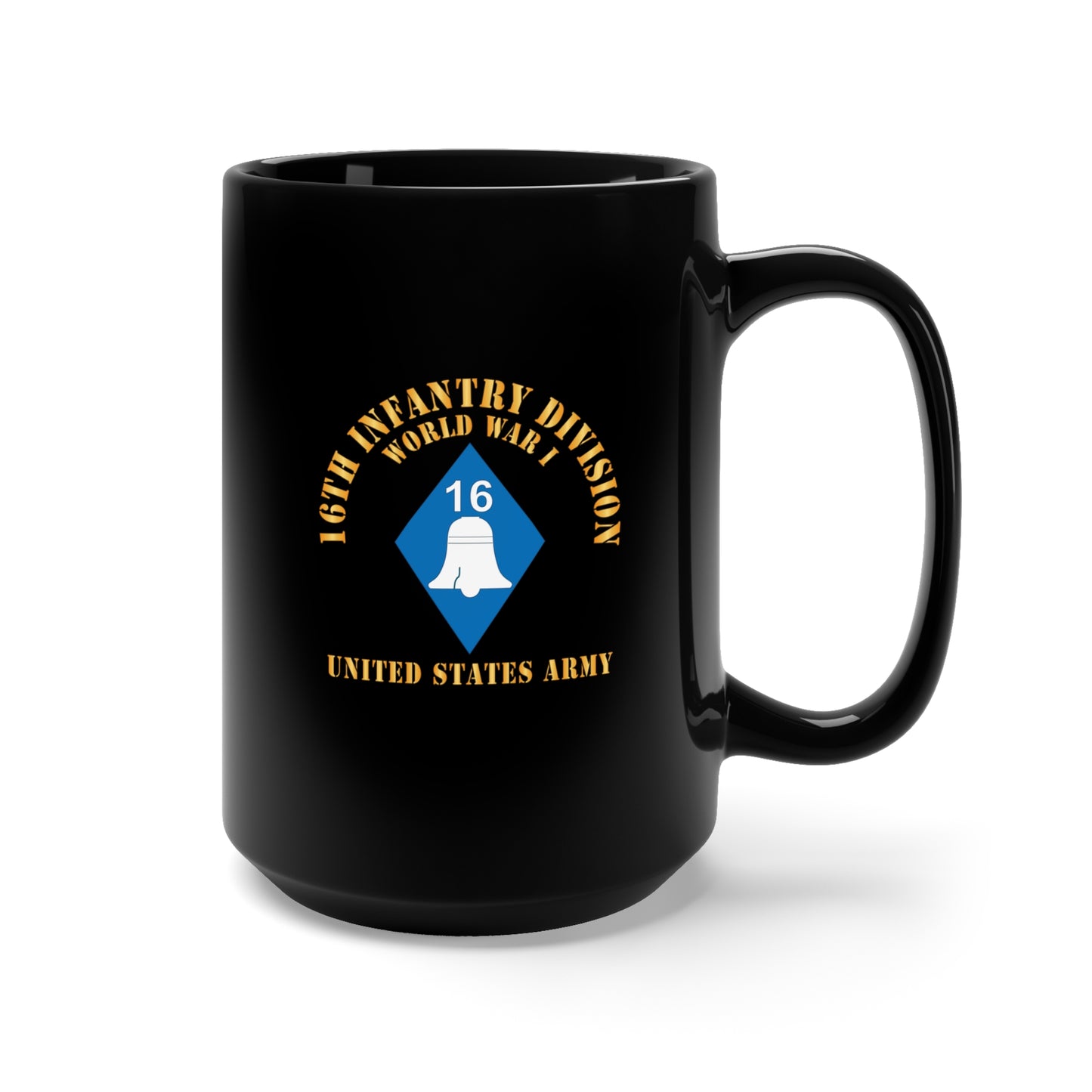 Black Mug 15oz - Army - SSI - 16th Infantry Division - WWI - US Army X 300