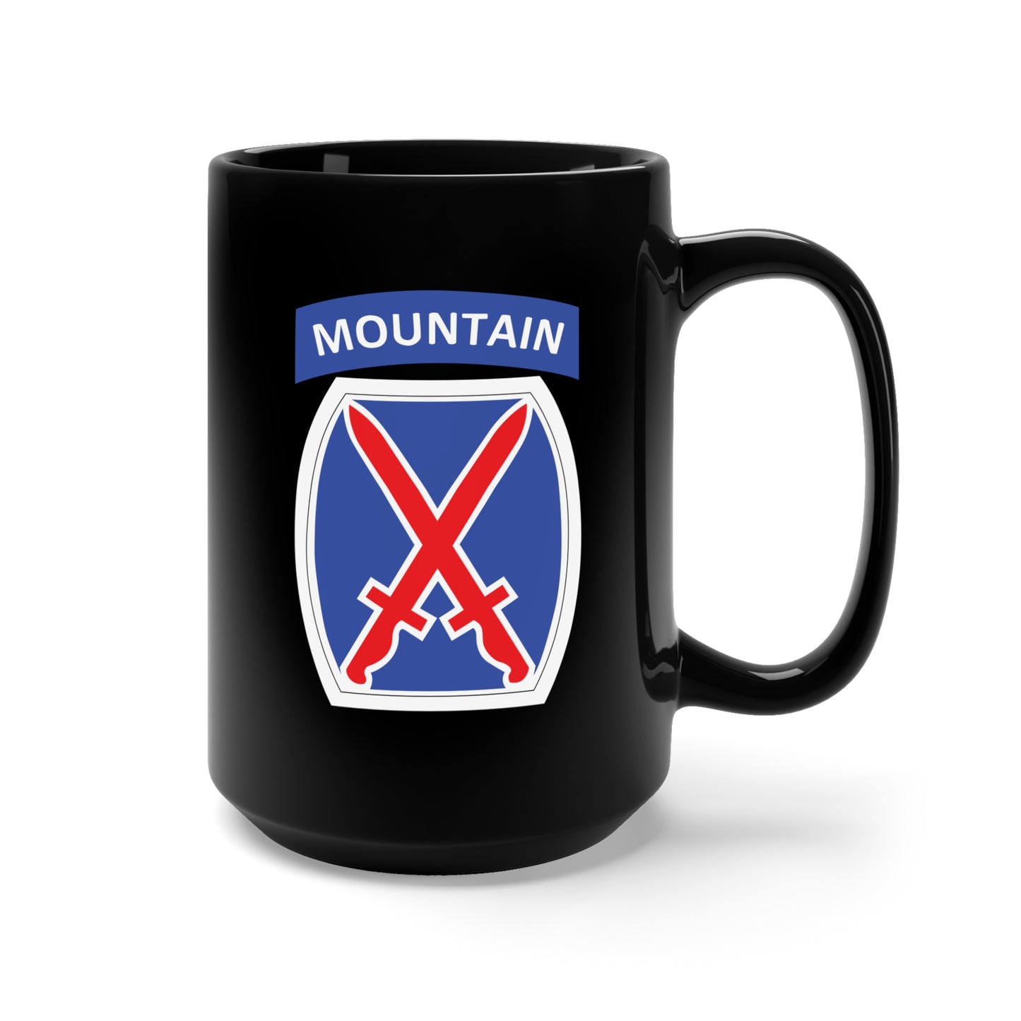 Black Mug 15oz - DUI - 10th Infantry Division X 300
