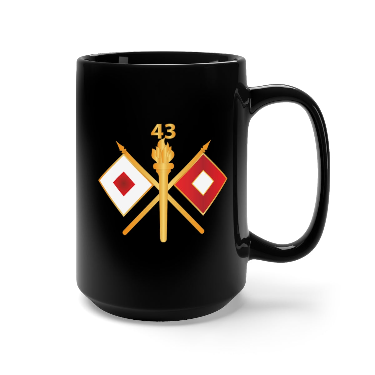 Black Mug 15oz - 43rd Signal Battalion w Unit Number - Branch wo Txt
