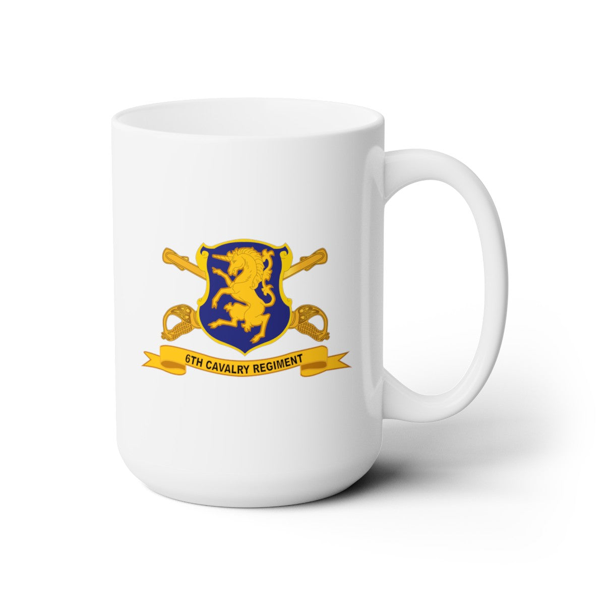 White Ceramic Mug 15oz - Army - 6th Cavalry Regiment w Br - Ribbon