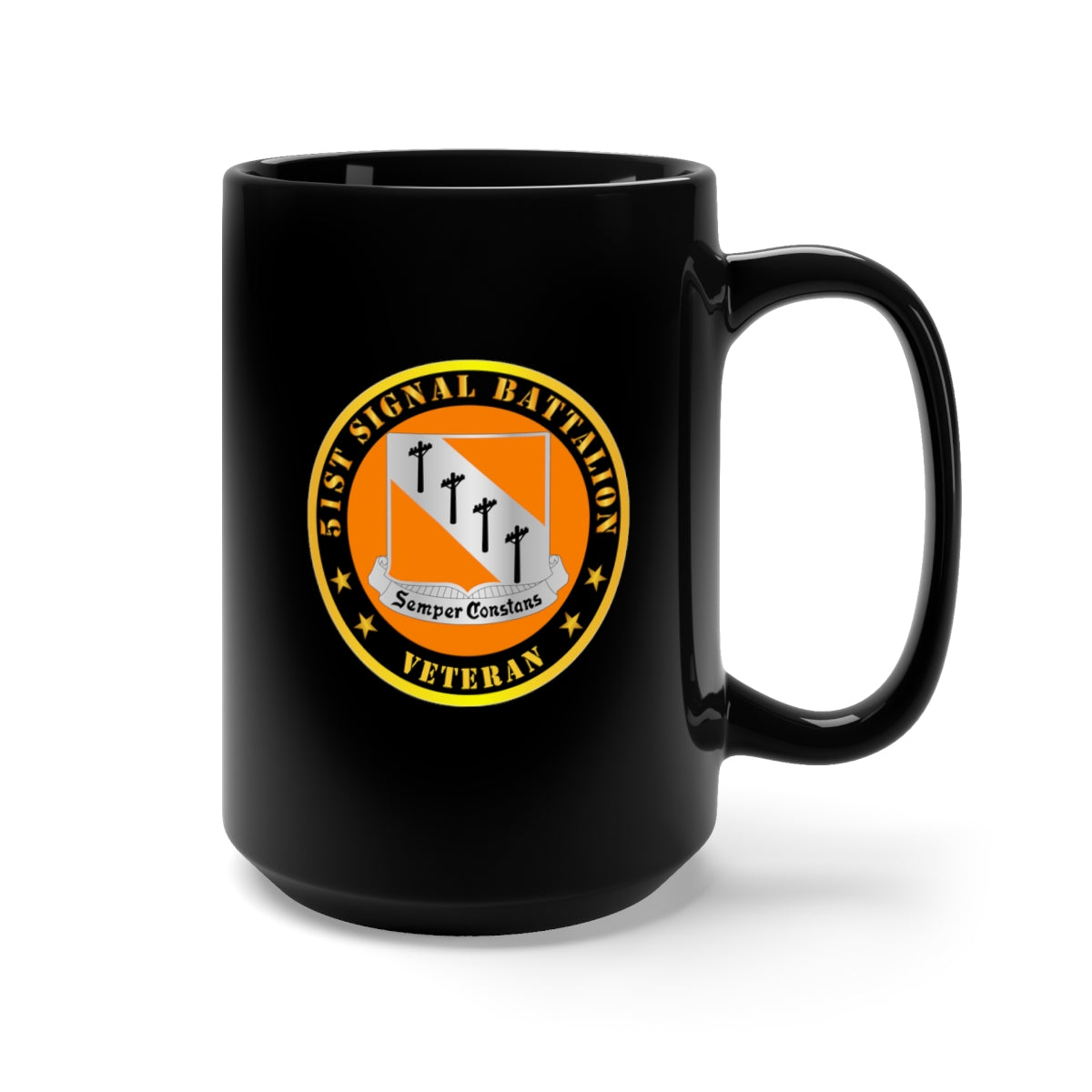 Black Mug 15oz - Army - 51st Signal Battalion - Veteran