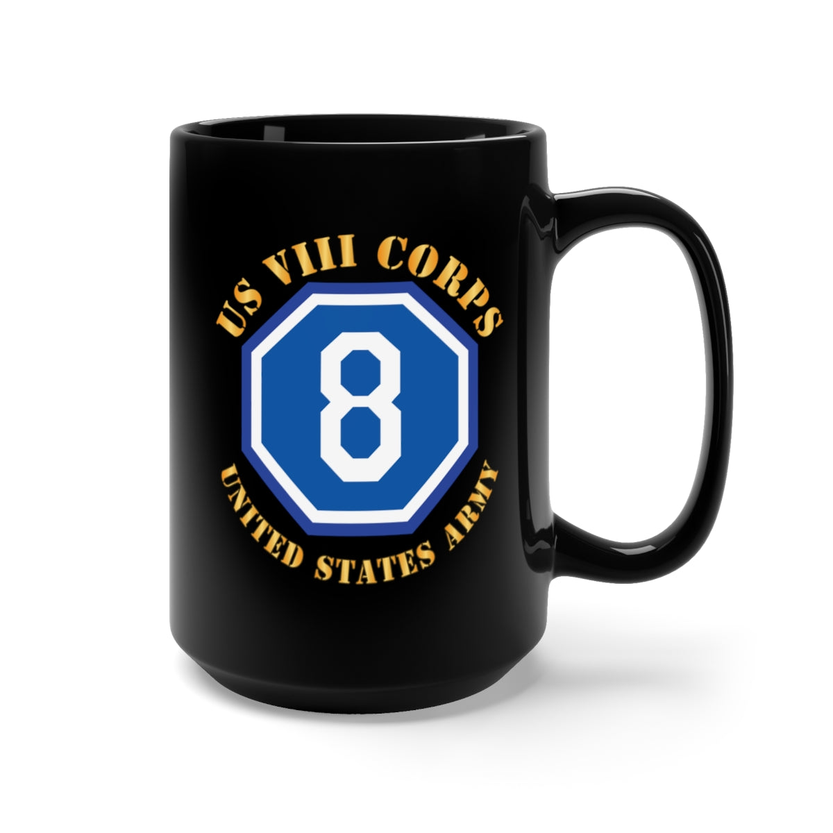 Black Mug 15oz - Army - US VIII Corps - US Army w SSI X 300