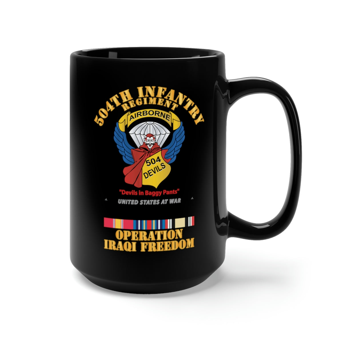 Black Mug 15oz - Army - 504th Infantry Regiment - Devils - OIF X 300