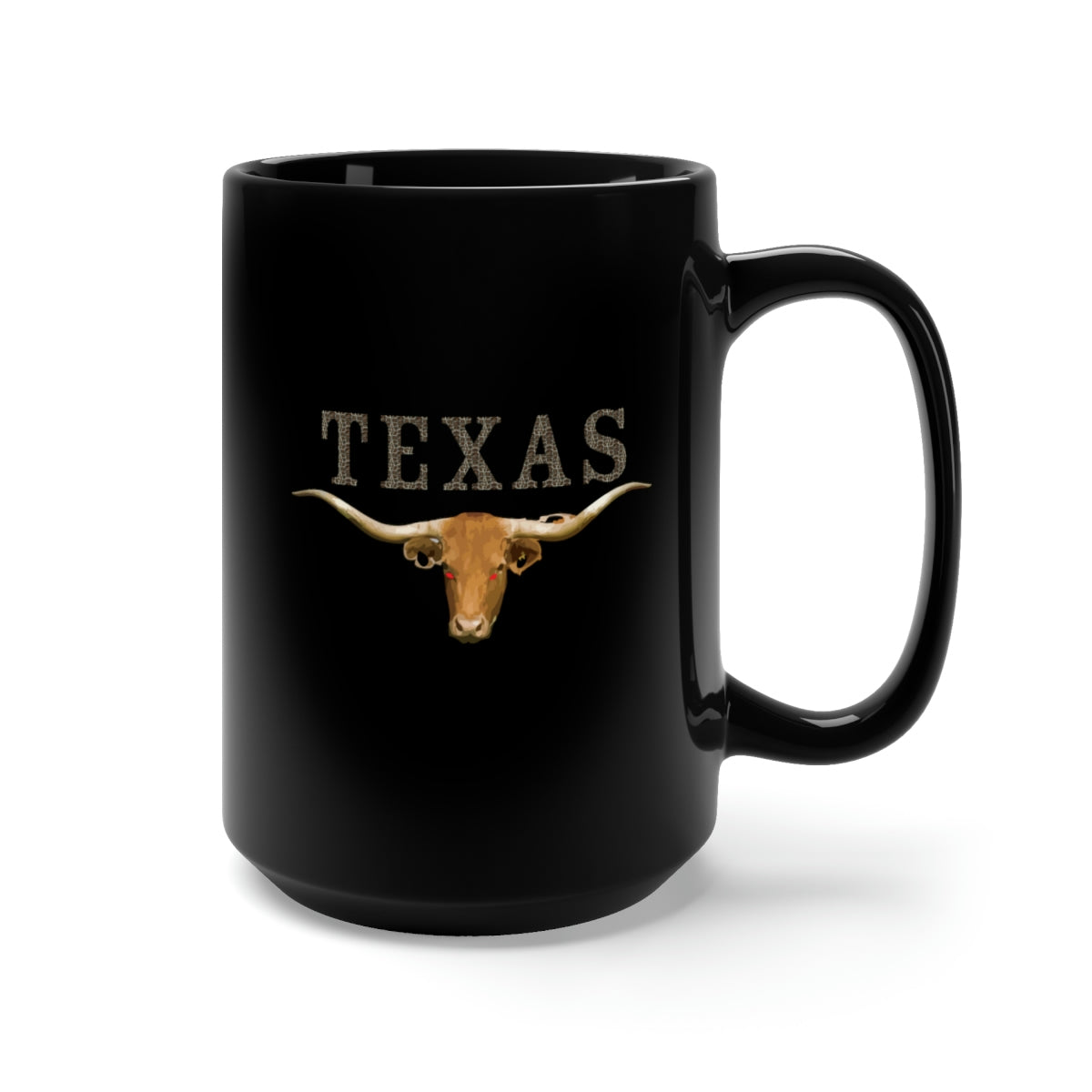 Black Mug 15oz - Texas - Rattler Skin -Texas Longhorn X 300