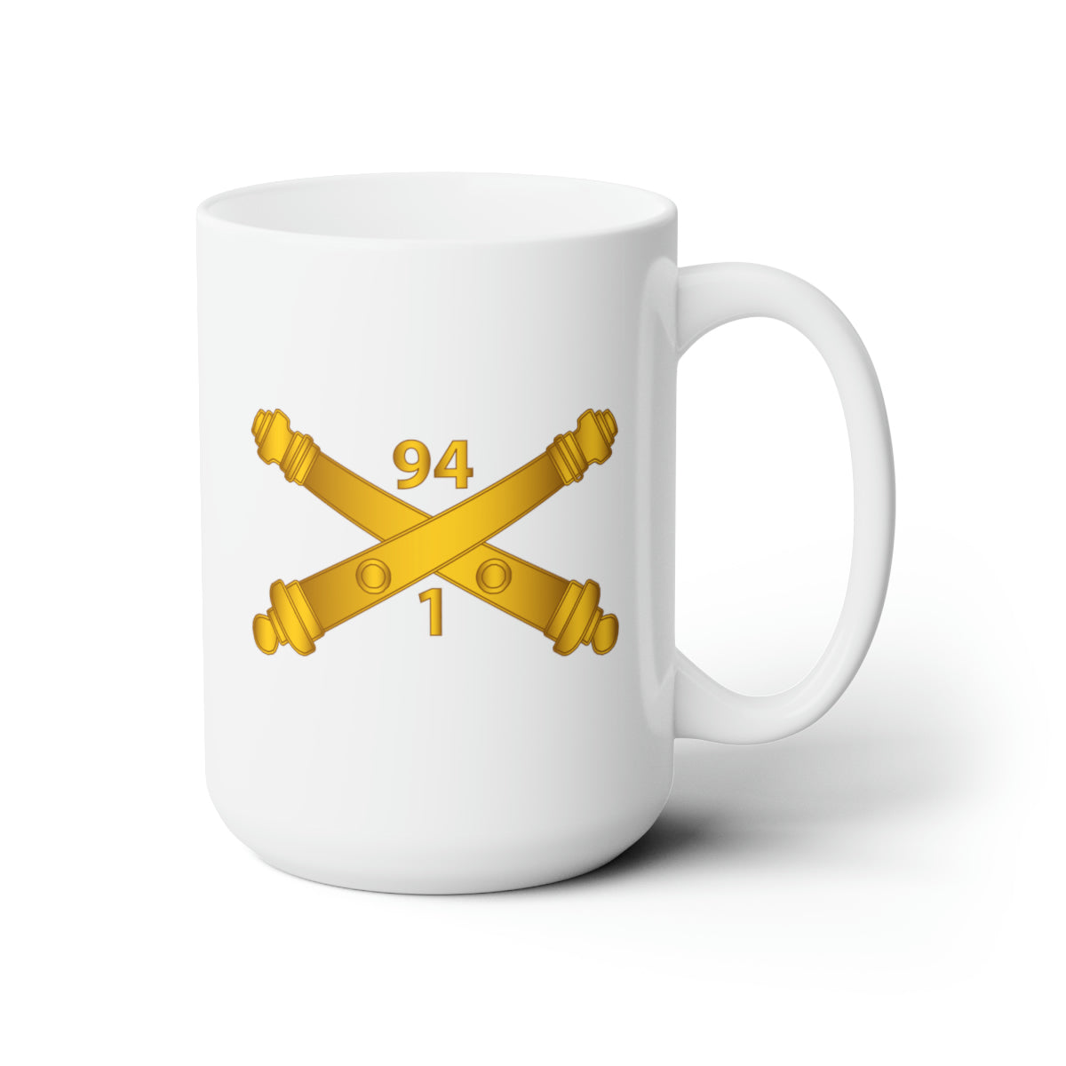 White Ceramic Mug 15oz - Army - 1st Bn, 94th Field Artillery Regiment - Arty Br wo Txt