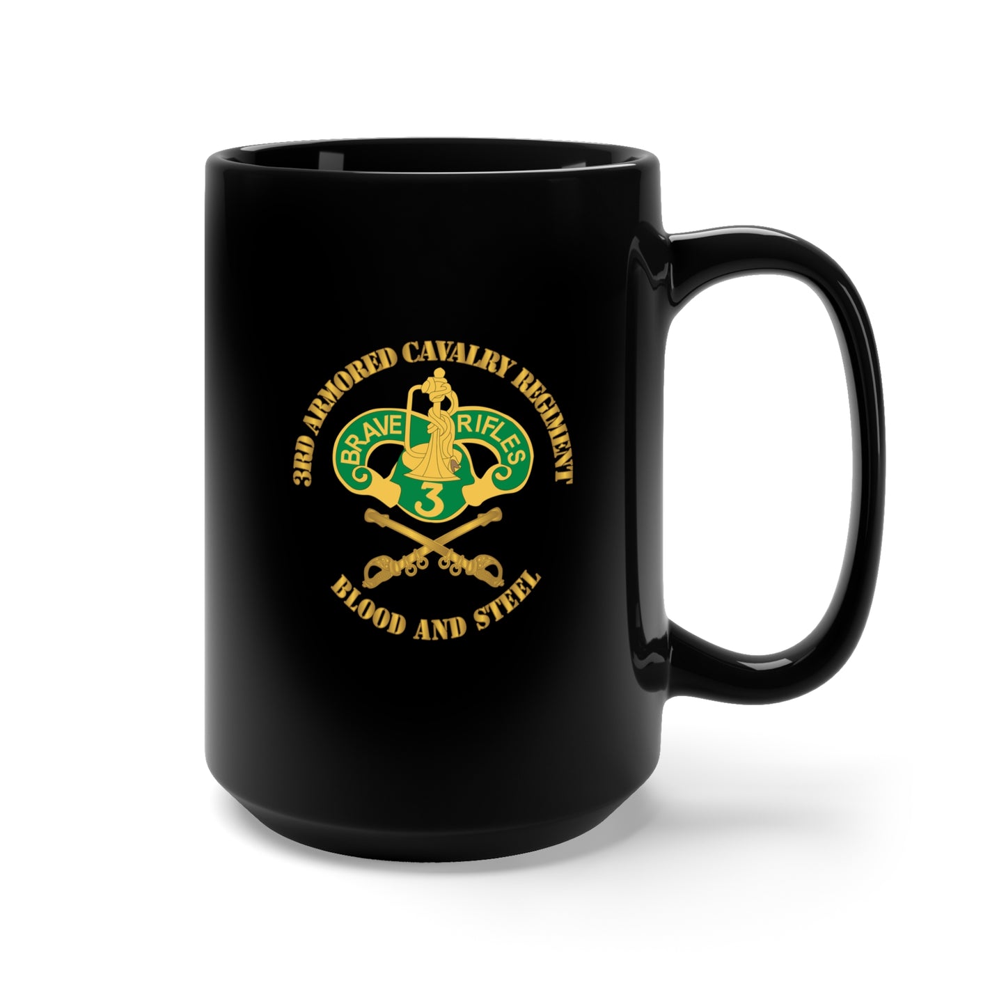 Black Mug 15oz - Army - 3rd Armored Cavalry Regiment DUI - Blood and Steel X 300