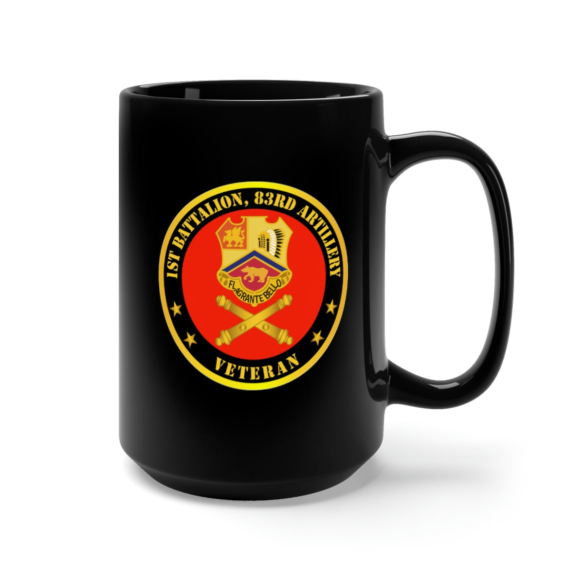 Black Mug 15oz - Army - 1st Bn 83rd Artillery Veteran w Branch